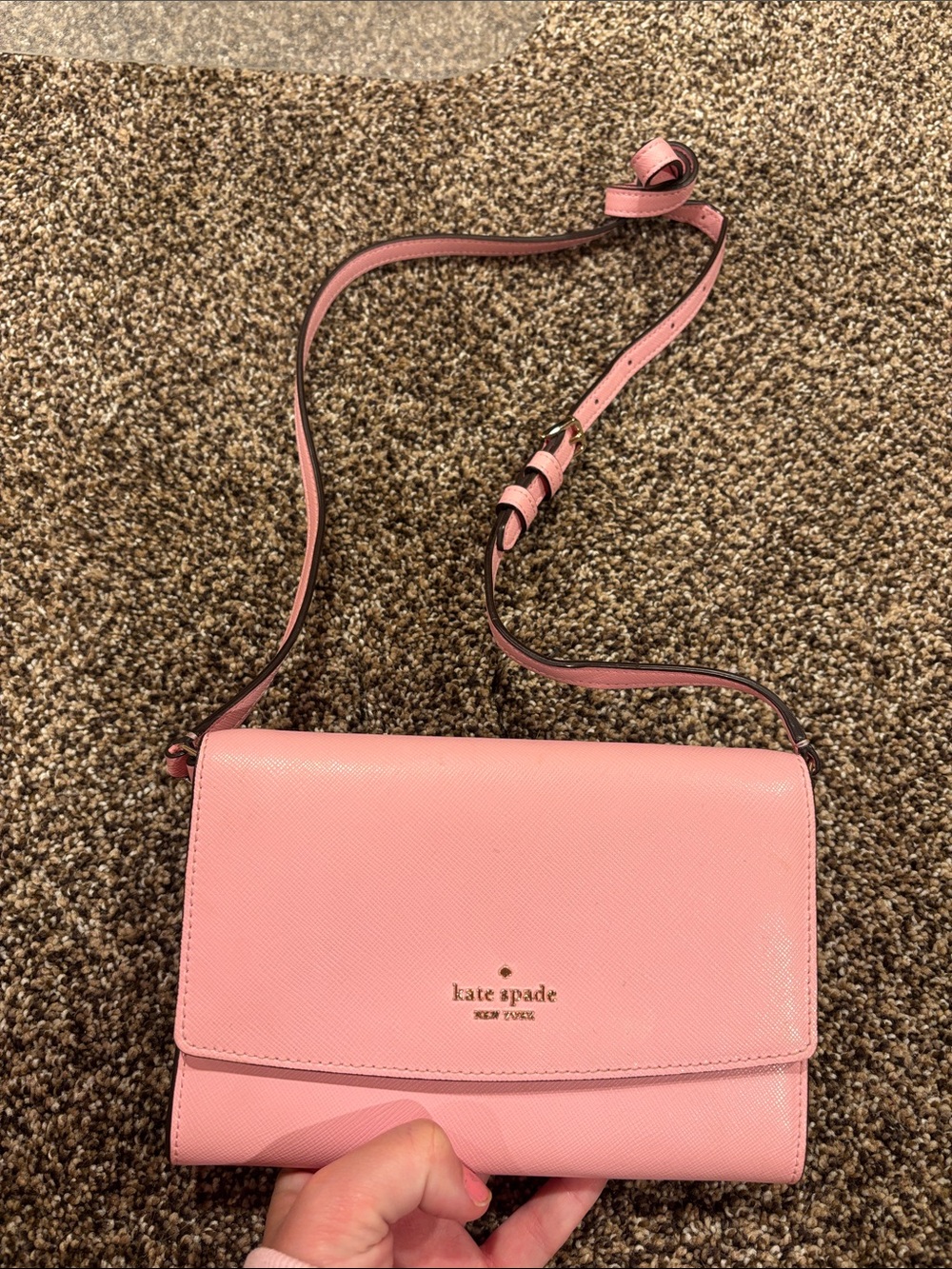 kate spade Pink Saffiano Leather Flap Crossbody - Picture 2 of 7